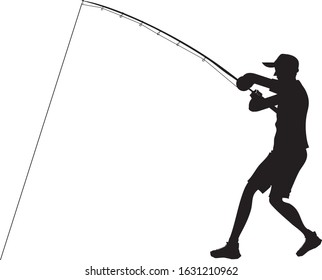 Silhouette Angler Stock Vector (Royalty Free) 740745544 | Shutterstock