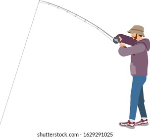 Angler Man Fishing Vector Stock Vector (royalty Free) 1629291025 