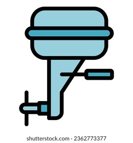 Angler motorboat icon outline vector. Motor outboard. Fishing engine color flat