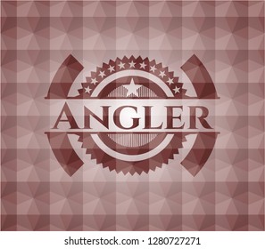 Angler red emblem with geometric pattern. Seamless.