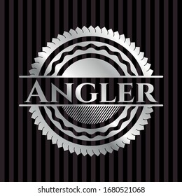 Angler silver emblem. Vector Illustration. Mosaic.