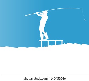 Angler vector blue background concept landscape