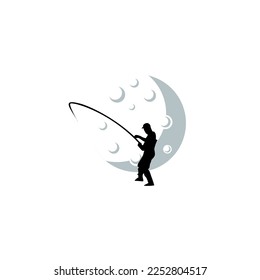 angler vector logo design. fishing in the sea