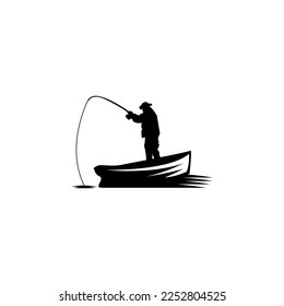 angler vector logo design. fishing in the sea