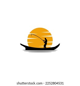 angler vector logo design. fishing in the sea