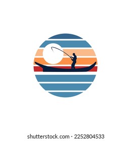 angler vector logo design. fishing in the sea