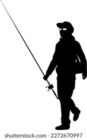 Angler walking with a fishing rod