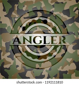 Angler written on a camouflage texture