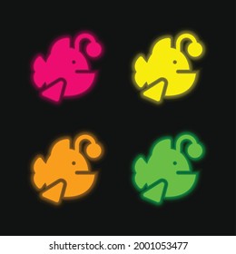 Anglerfish Four Color Glowing Neon Vector Icon