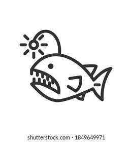 anglerfish, linear icon. Editable stroke