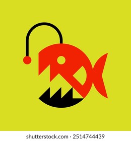 Anglerfish logo. Icon design. Template elements