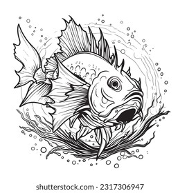 Anglerfish ,Magical coloring book with fairy tale animals. Color enchanting creatures like Griffins , Phoenix, Dragon and mermaids. Let your imagination roam.