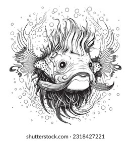 Anglerfish ,Magical coloring book with fairy tale animals. Color enchanting creatures like Griffins , Phoenix, Dragon and mermaids. Let your imagination roam.