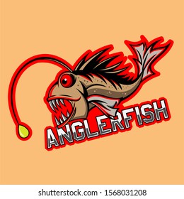 
anglerfish mascot and esport gaming logo, background in separated layer