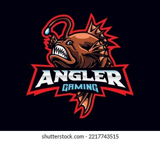 Anglerfish mascot logo design. Monster fish vector illustration. Logo illustration for mascot or symbol and identity, emblem sports or e-sports gaming team