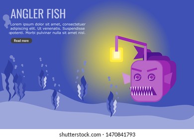 Anglerfish Vector Icon Logo Illustration Elements. Deep Sea Vector. Lantern fish vector. Brightly lit. Suitable for Infographic. Can be used in Mobile and Web.
