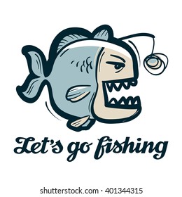 anglerfish vector logo. fishing, angling or fish icon