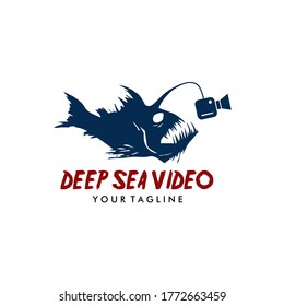 Anglerfish with video camera production house logo concept