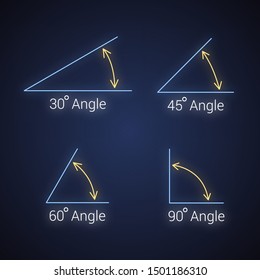 Angles icons neon set on white background. Vector