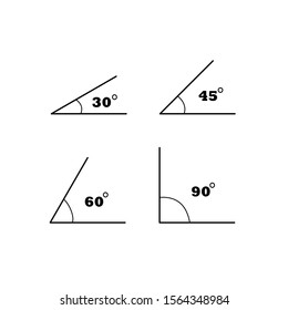 Angles icons set on white background. Vector