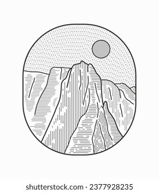 Angles Landing Zion National Park mono line style design for badge, sticker, patch, t shirt design, etc