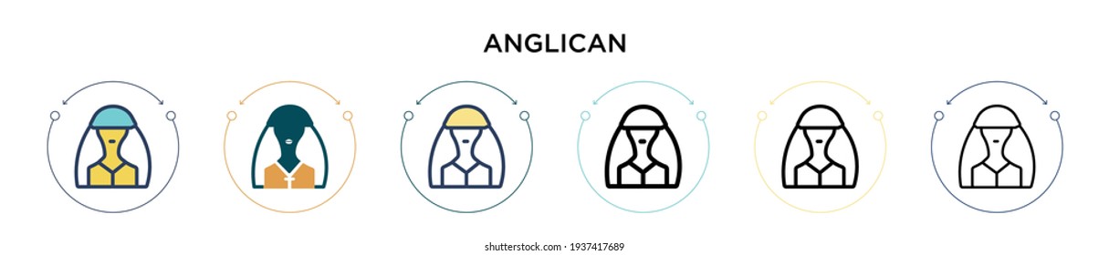 Anglican icon in filled, thin line, outline and stroke style. Vector illustration of two colored and black anglican vector icons designs can be used for mobile, ui, web