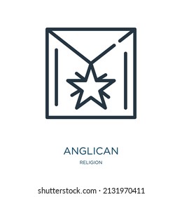 anglican thin line icon. religious, cross linear icons from religion concept isolated outline sign. Vector illustration symbol element for web design and apps.