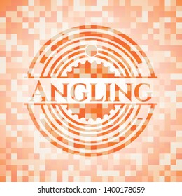 Angling abstract orange mosaic emblem