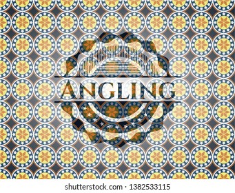 Angling arabesque emblem. arabic decoration.