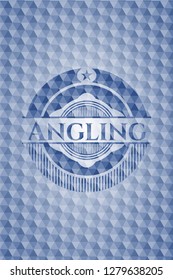 Angling blue hexagon badge.