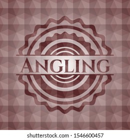 Angling red seamless badge with geometric pattern.