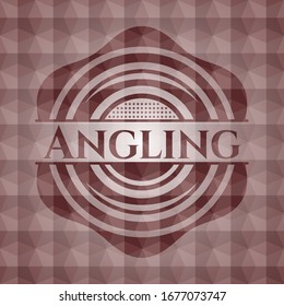 Angling red seamless geometric pattern emblem. Seamless.