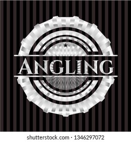 Angling silvery emblem or badge