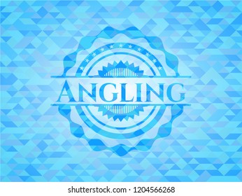 Angling sky blue mosaic emblem