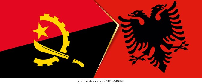 Angola and Albania flags,, two vector flag symbols of relationship or confrontation.