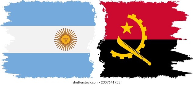 Angola and Argentina grunge flags connection, vector