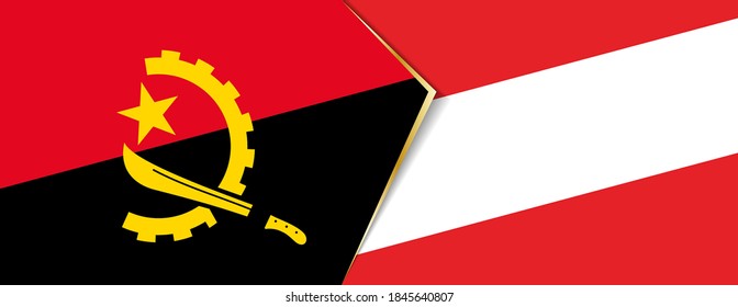 Angola and Austria flags, two vector flag symbols of relationship or confrontation.