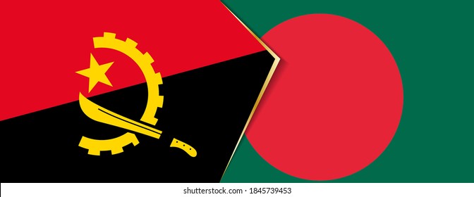 Angola and Bangladesh flags, two vector flag symbols of relationship or confrontation.