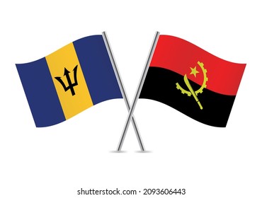 Flaggen Angola und Barbados. Vektorgrafik
