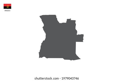 Angola black shadow map isolated on white background with Angola icon flag on the left corner.