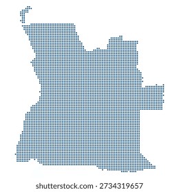 Angola Blue Dotted Vector Map for Oil and Gas Digital Infrastructure. Map of Angola dotted style.