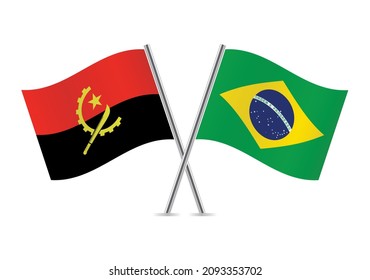 Banderas de Angola y Brasil. Ilustración vectorial.