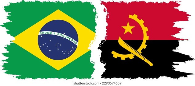 Angola and Brazil grunge flags connection, vector