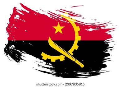 Angola Pinselstrich Fahne Vektorhintergrund. Handgezeichnetes grunge-Stil Angolan gemalt einzelne Banner.
