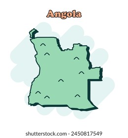 Angola cartoon colored map icon in comic style. Country sign illustration pictogram. Nation geography splash business concept.