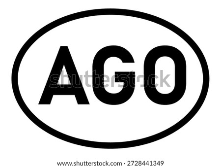 Angola country code AGO icon vector on a white background
Country code abbreviation oval sticker icon on a white background