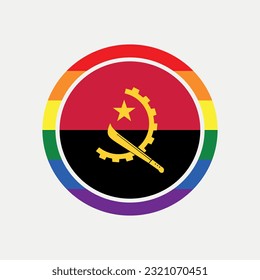 Angola country flag circle - lgbt flag graphic element Illustration template design
