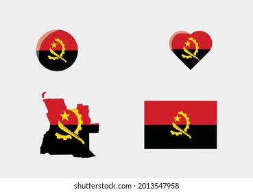 Angola country map and pin vector illustration