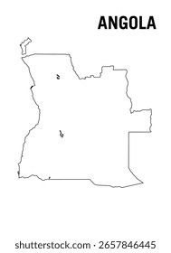 Angola country white basic contour silhouette map. Africa. Vector illustration.