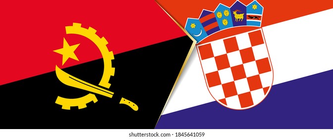 Angola und Kroatien Flaggen, zwei Vektorflaggen Symbole der Beziehung oder Konfrontation.